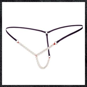 Purple Pearl Bead Crotch G-string Panty